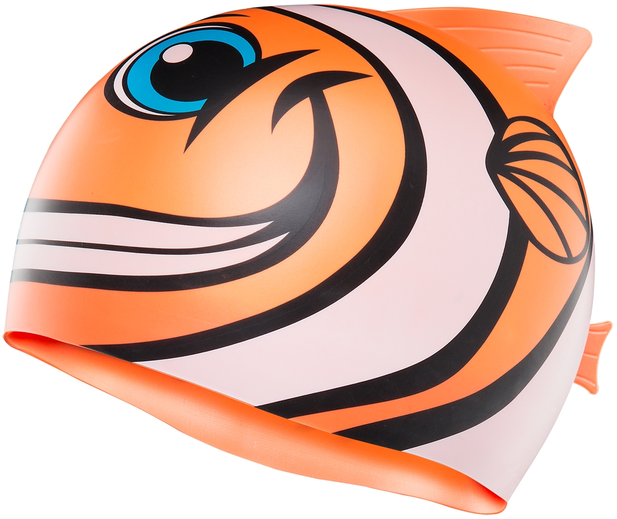 Шапочка для плавання TYR CharacTYRS Happy Fish Silicone Kids’ Swim Cap, Orange, Onesize, Orange