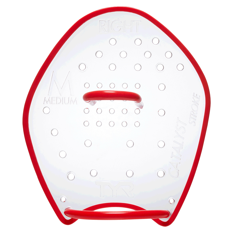 Лопатки для плавання TYR Catalyst Stroke Training Paddles, Червоний, M, CLEAR/ BLACK