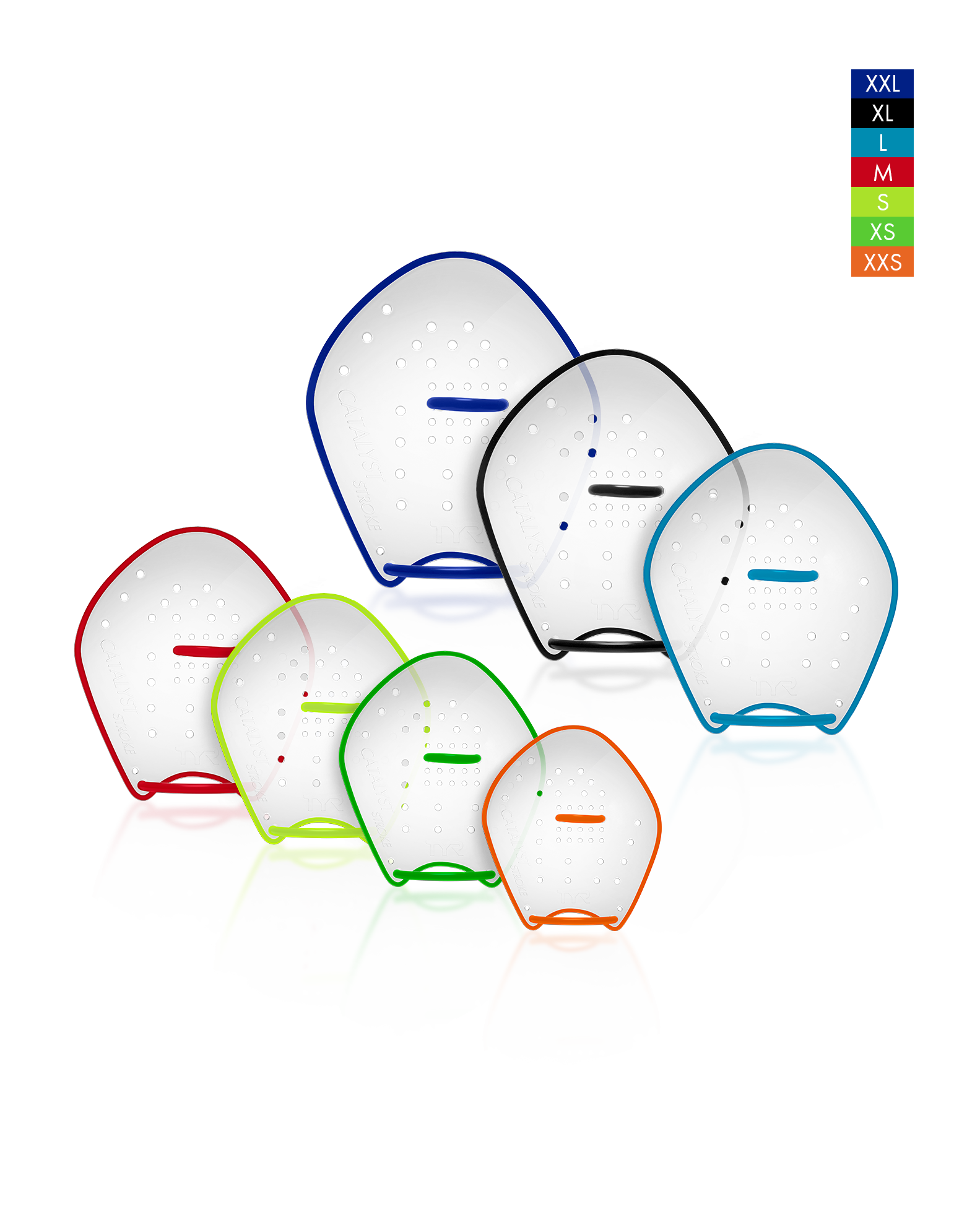 Лопатки для плавання TYR Catalyst Stroke Training Paddles, Оранжевый, XXS, CLEAR/ FL.ORANGE