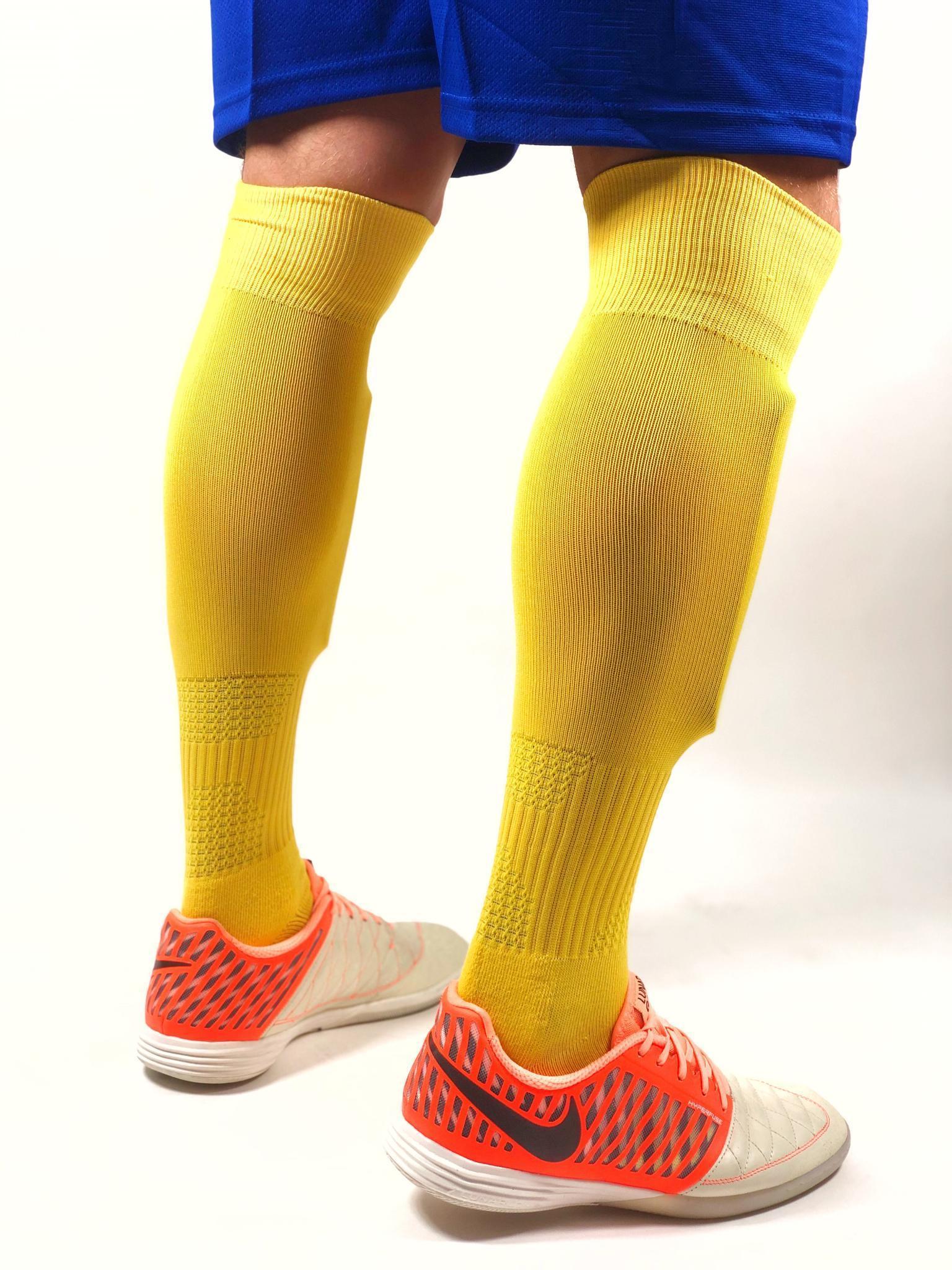 Гетры футбольные Europaw желтые с трикотажным носком [41-45] фото товару