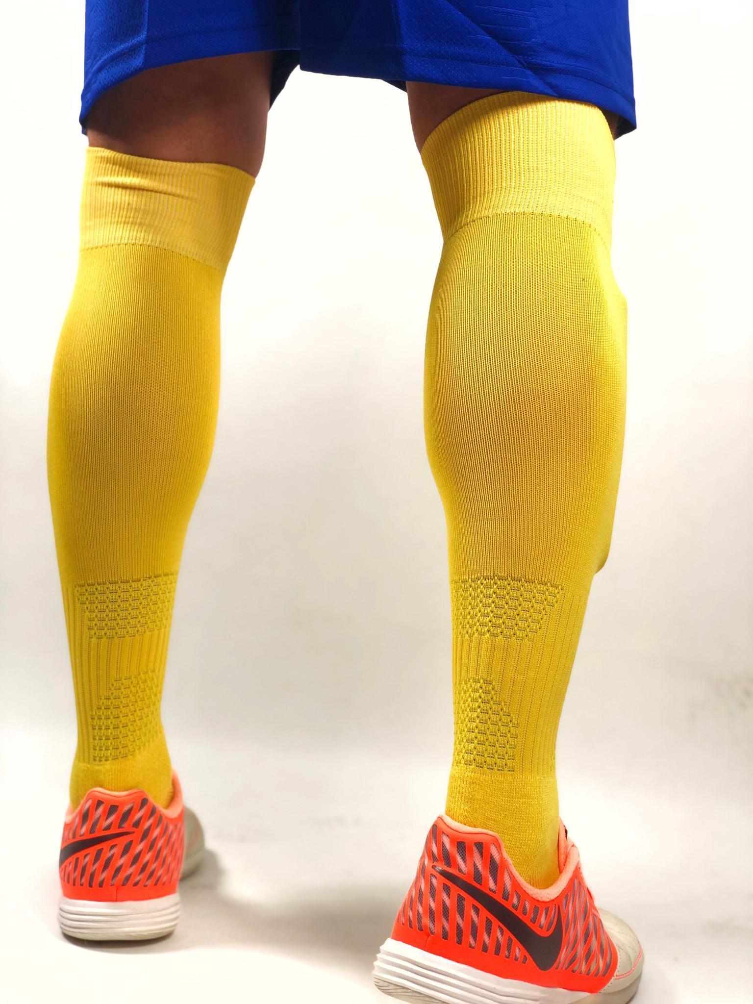 Гетры футбольные Europaw желтые с трикотажным носком [41-45] фото товару